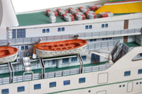 Photo of HMV Wappen von Hamburg 1/250 scale paper model kit with detailed hull, lifeboats, and railings.