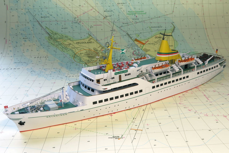 Photo of Card Model Kit Ferry Boat Helgoland 1963 from HMV Publishing in 1/250 scale – papermodel ship with detailed hull, lifeboats, and superstructure