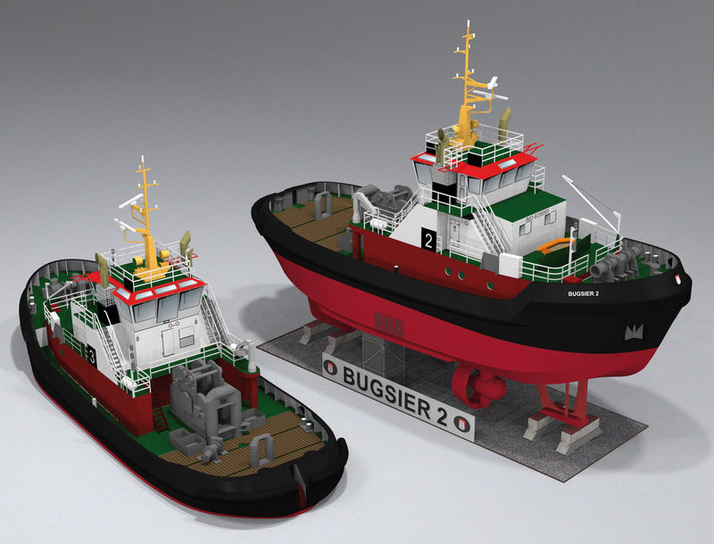 Photo of HMV Card Model Kit Combined Harbour and Seagoing Tug Bugsier 2 and 3 in 1:250 scale papermodel