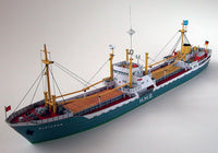 Photo of HMV card model kit Cargo Freighter MS Bleichen 1/250 scale with detailed papercraft parts and instructions