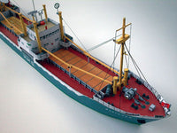 Photo of HMV card model kit Cargo Freighter MS Bleichen 1/250 scale with detailed papercraft parts and instructions
