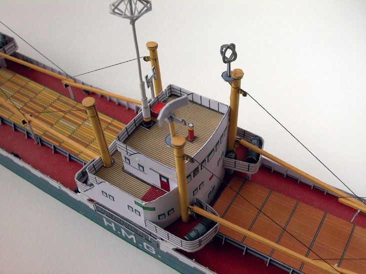 Photo of HMV card model kit Cargo Freighter MS Bleichen 1/250 scale with detailed papercraft parts and instructions