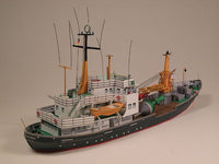 Photo of HMV Buoy Tender Bruno Illing 1/250 scale paper model kit with detailed crane, buoys, and lifeboat by Dr. Henning Budelmann.