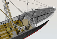 Photo of Fishing Trawler Wuppertal card model kit 1/250 by HMV showing detailed paper ship design