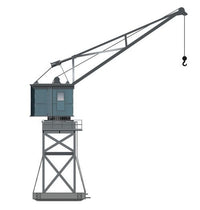 Photo of HMV Port Facility Dockside Cranes 1:250 card model kit showing detailed paper cranes from the 1920s–1930s designed by Peter Brandt.