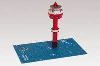 Photo of HMV Lighthouse Tegeler Plate 1/250 paper model kit showing completed lighthouse model with base and printed details