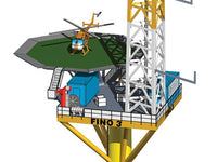 Photo of HMV Research Platform FINO 3 paper model kit in 1:250 scale with helicopter and ocean base