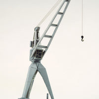 Photo of HMV Port Facility Dockside Cranes 2 paper model kit in 1/250 scale featuring six detailed harbor cranes from the 1950s.