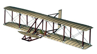 Photo of HMV M.S. Oldtimer-Models Wright Glider 1901 card model kit in 1:50 scale designed by Manfred Schmidt, showing detailed colored cardboard parts and instructions.