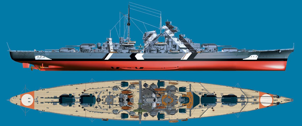 Photo of HMV Battleship Bismarck 1:250 Card Model Kit with camouflage, expert series paper model (103964)