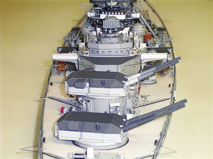 Photo of HMV Battleship Bismarck 1:250 Card Model Kit with camouflage, expert series paper model (103964)