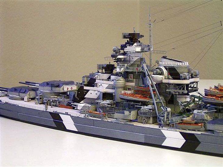 Photo of HMV Battleship Bismarck 1:250 Card Model Kit with camouflage, expert series paper model (103964)