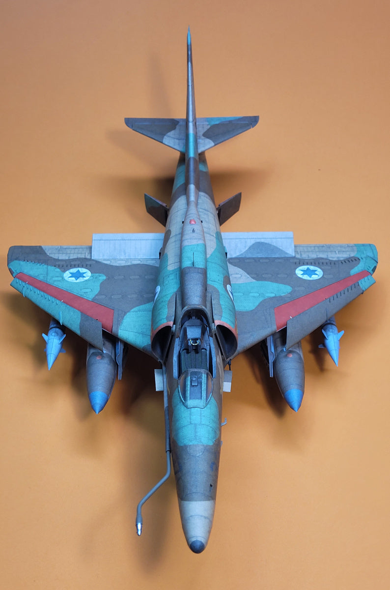 Photo of IAF A-4N Skyhawk cardboard model kit showing detailed parts and packaging