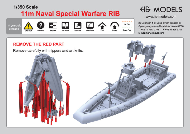 Photo of 11m Naval Special Warfare RIB 1/350 scale resin model kit by HS Model showing two detailed boats