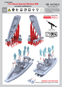 Photo of 11m Naval Special Warfare RIB with six crew figures 1:144 scale resin model by HS Model