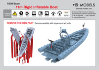 Photo of 11m Rigid Inflatable Boat 1/350 scale 3D printed resin model set from HS Model HSM-U350086S