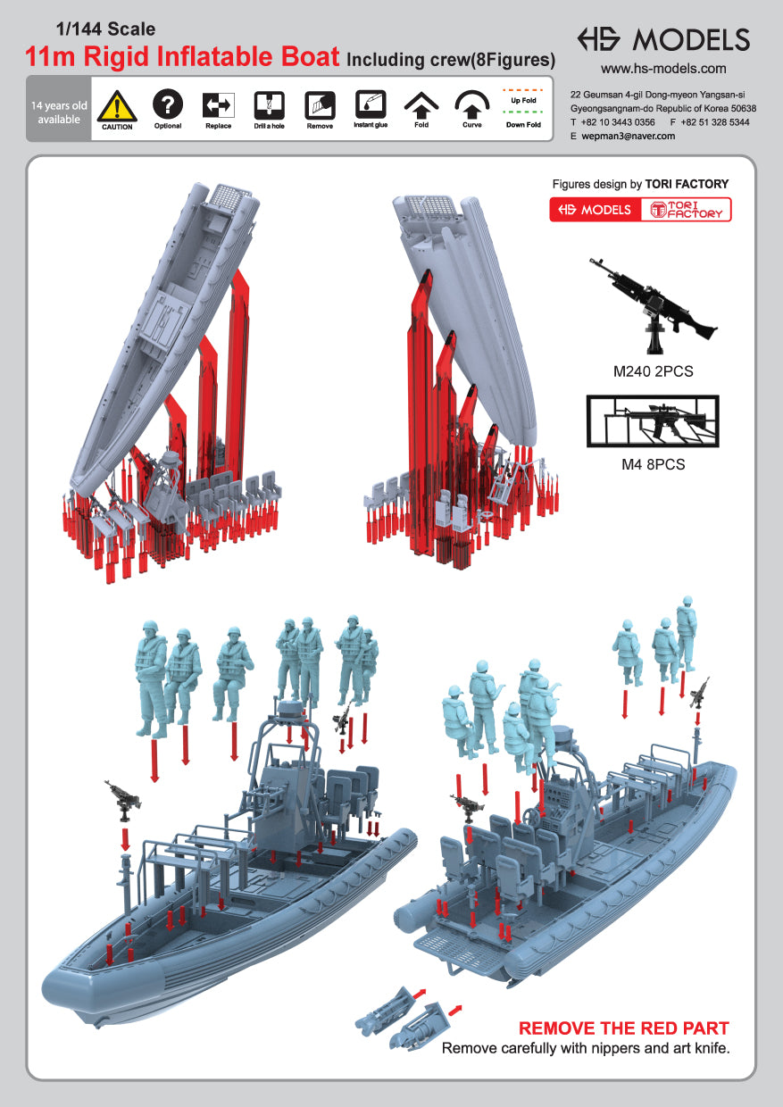Photo of 11m Rigid Inflatable Boat with Crew 1:144 scale 3D printed resin model by HS Model