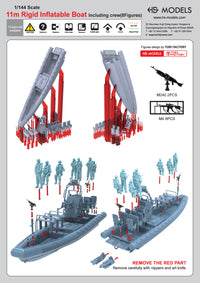 Photo of 11m Rigid Inflatable Boat with Crew 1:144 scale 3D printed resin model by HS Model