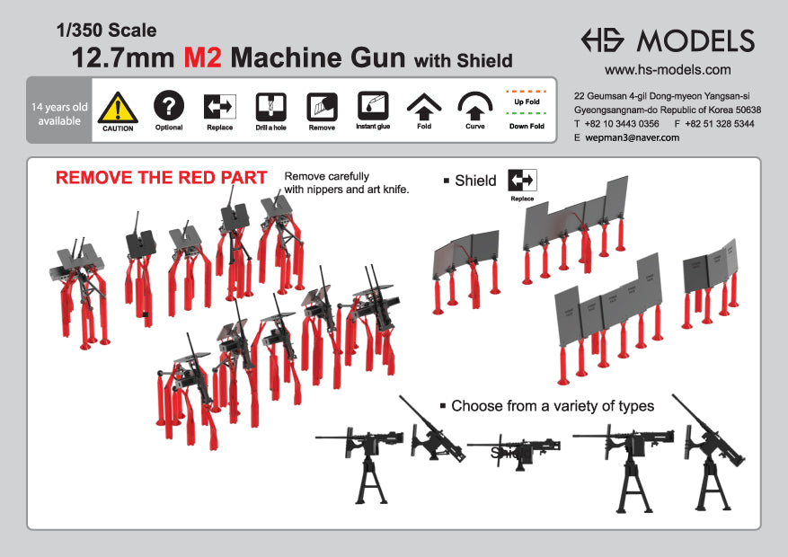 Photo of 12.7mm M2 Machine Gun with Shield 1/350 scale resin set by HS Model