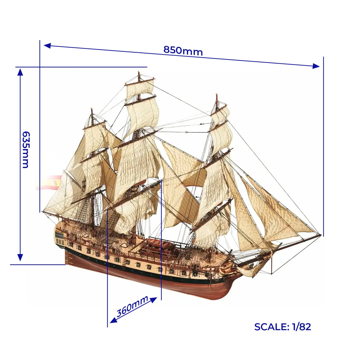 Photo of OcCre Diana 1:85 wooden model ship kit (14001) Spanish Navy frigate