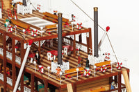 Photo of the OcCre Mississippi 1:80 scale wooden steamboat model kit with paddle-wheel and detailed historical design