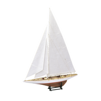 Photo of Amati Rainbow 1:80 scale wooden model yacht kit with sails, tools, and brass fittings