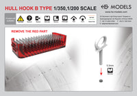 Photo of Hull Hook Type B 180 Pcs 1:200 HS Model HSM-U200060S ship detailing set