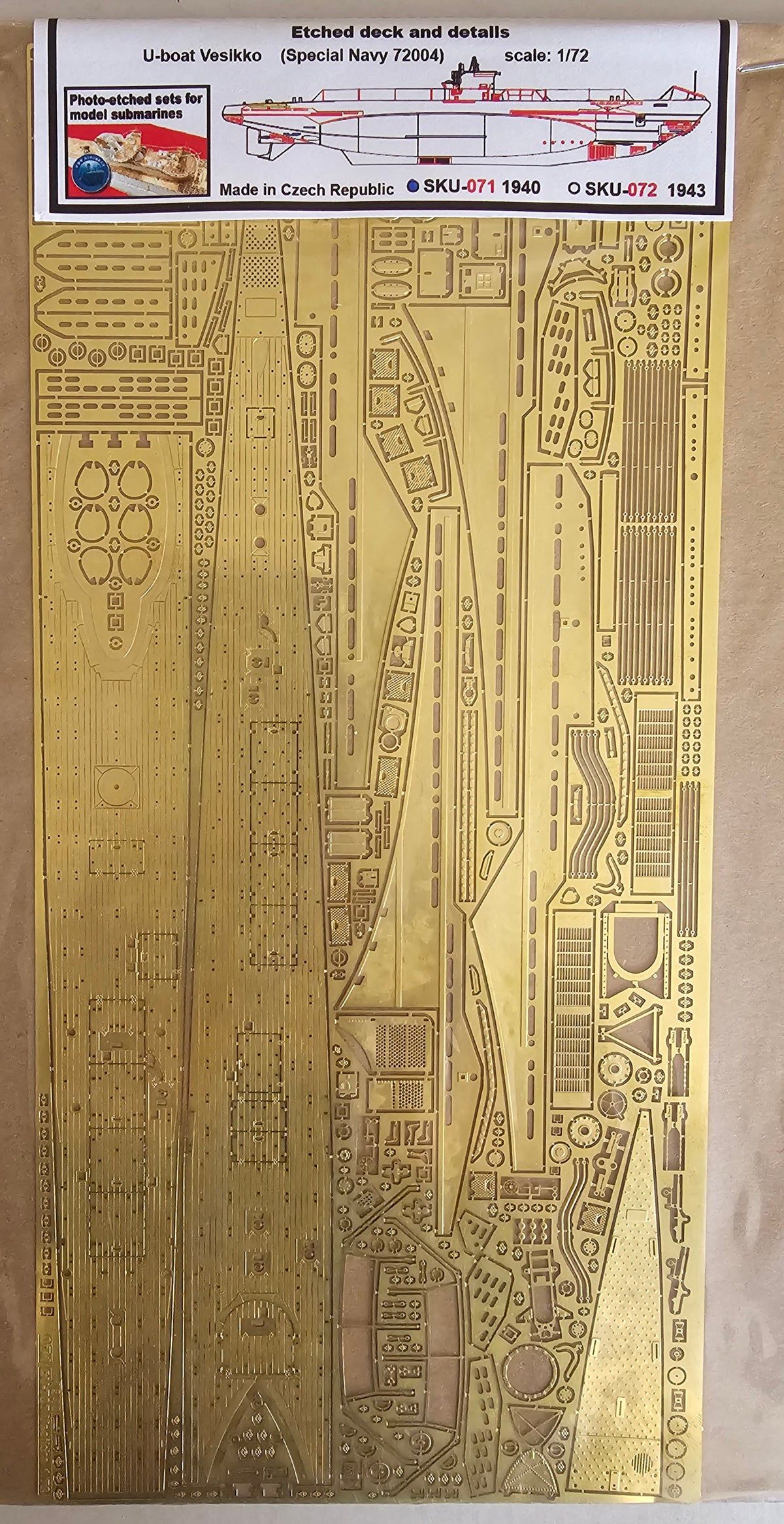 Photo of U-boat Vesikko 1:72 photo-etched deck and detail set Special Navy 72004 by RCSubs