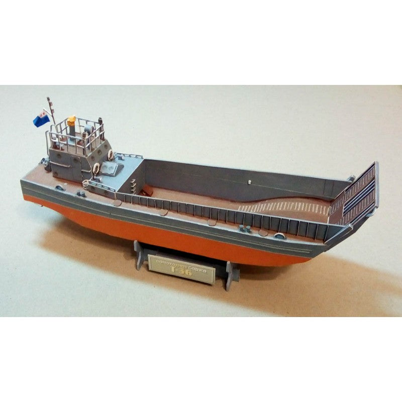 Photo of T-36 self-propelled barge card model kit 1:100 scale by Orel Publishing