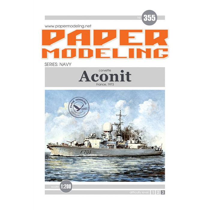 Photo of Aconit 1:200 scale French Navy corvette card model kit by Orel Publishing