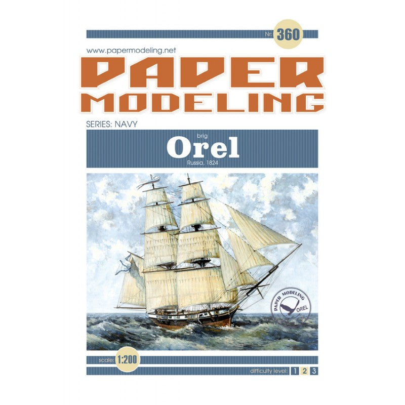 Photo of the Brig Eagle 1824 1:200 scale card model kit from Orel Publishing
