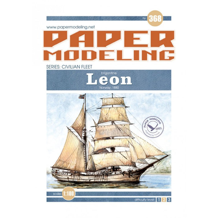 Photo of Leon Norwegian merchant brigantine 1880 card model kit 1:100 by Orel