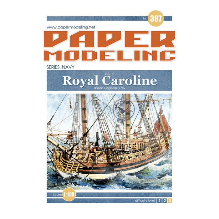 Photo of HMS Royal Caroline 1749 card model kit 1:100 scale by Orel Publishing
