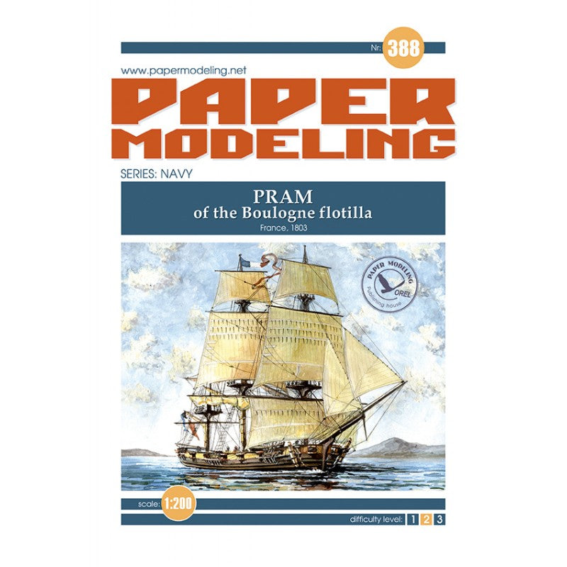 Photo of 1:200 scale French pram warship card model kit from Orel Publishing