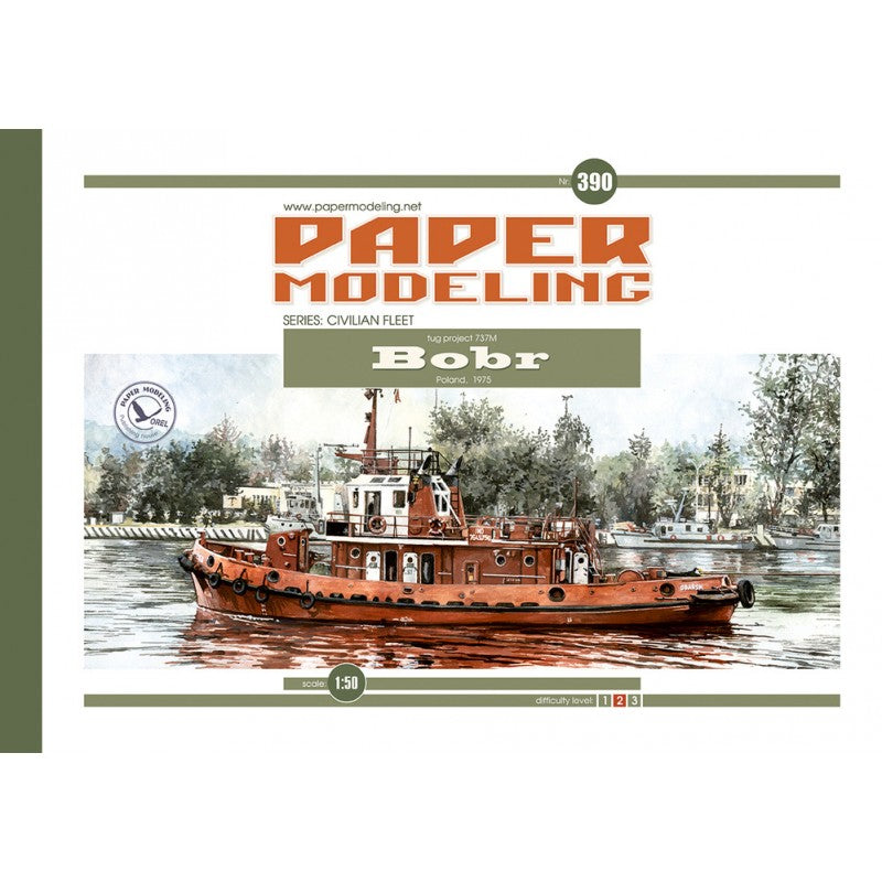 Photo of Orel 390 Tugboat Project 737M Bóbr 1:50 Polish harbour tug card model kit