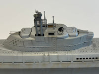 Photo of German U-Boat Type XXI U-2540 submarine model kit in 1/72 scale with 3D printed details and photo-etched parts
