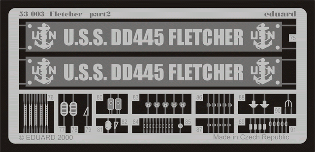 Photo of Eduard 53003 photo etched detail set for 1/350 Fletcher Tamiya model