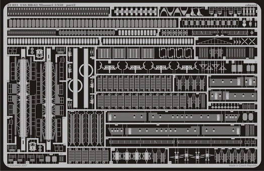 Photo of Eduard 53021 USS Missouri BB-63 photo-etched detail set for Tamiya 1:350 scale battleship model kit
