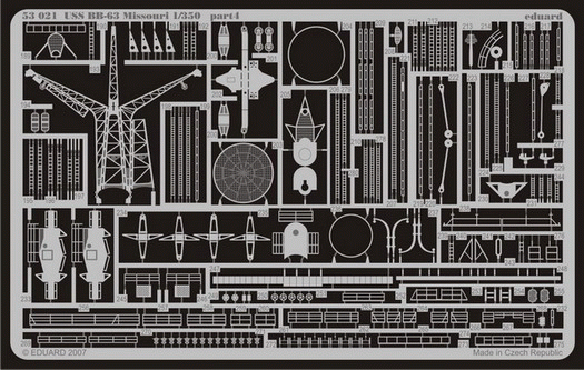Photo of Eduard 53021 USS Missouri BB-63 photo-etched detail set for Tamiya 1:350 scale battleship model kit