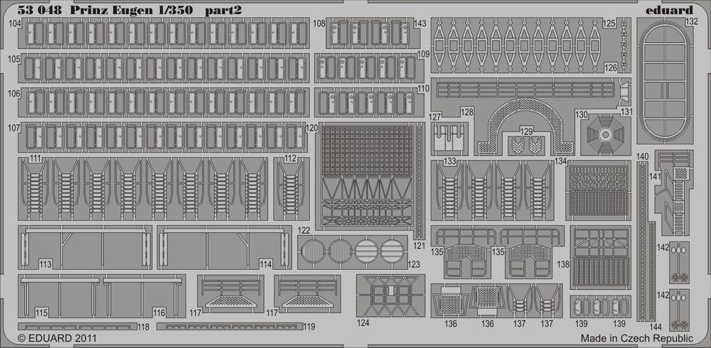 Photo of Eduard 53048 photo etched detail set for Prinz Eugen 1/350 Trumpeter model