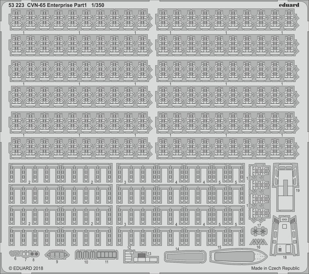 Photo of Eduard 1/350 CVN-65 USS Enterprise Part I Photo-Etch Detail Set (53223, 53224, 53227)