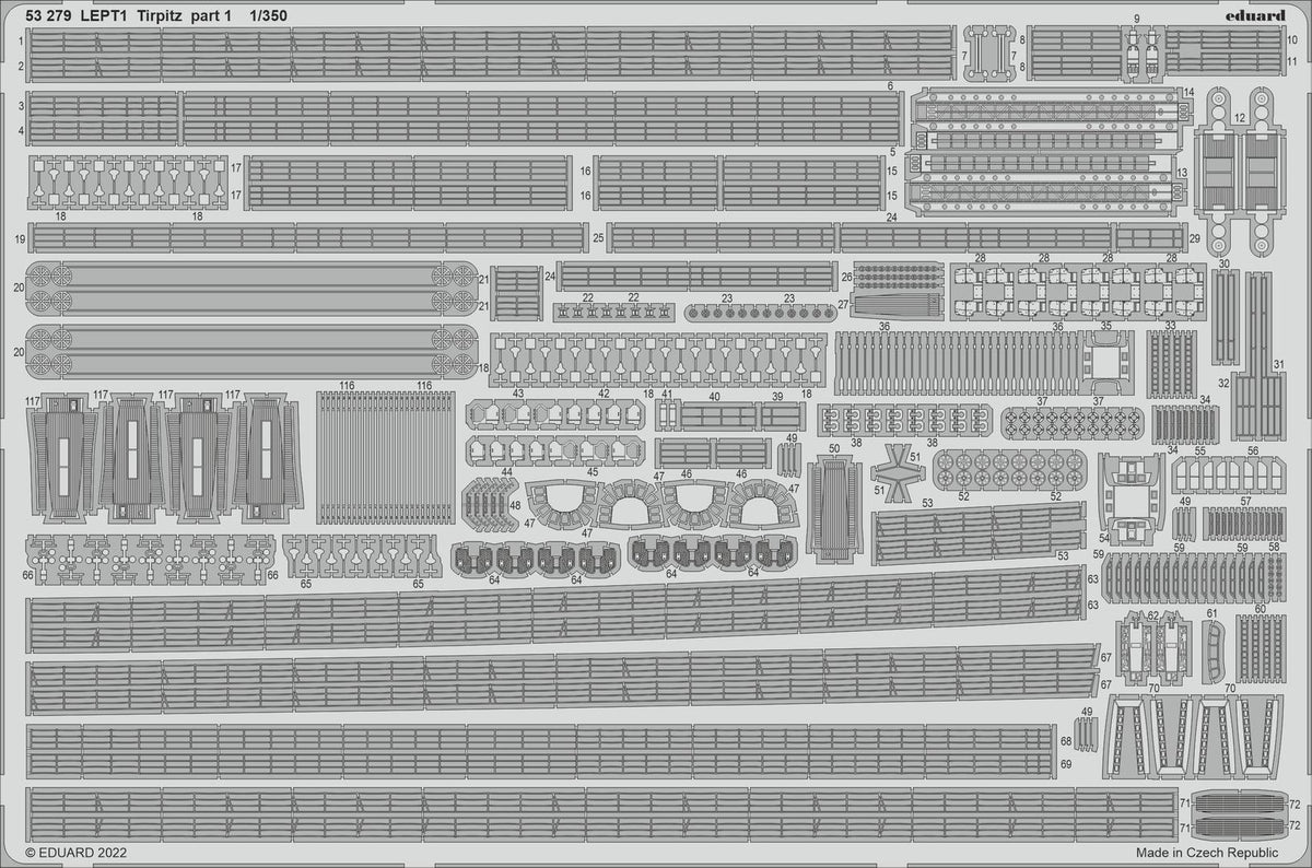 Photo of Eduard 53279 Tirpitz Photo-Etched Details Part 1 for Trumpeter 1:350 Battleship Model Kit