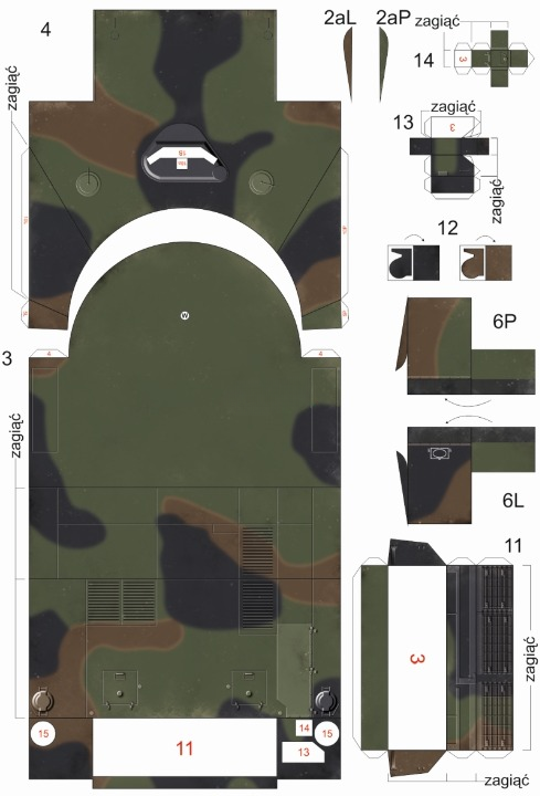 Photo of M1 Abrams 1:32 scale card model from WAK Publishing in Polish Army 1st Warsaw Armored Brigade colors