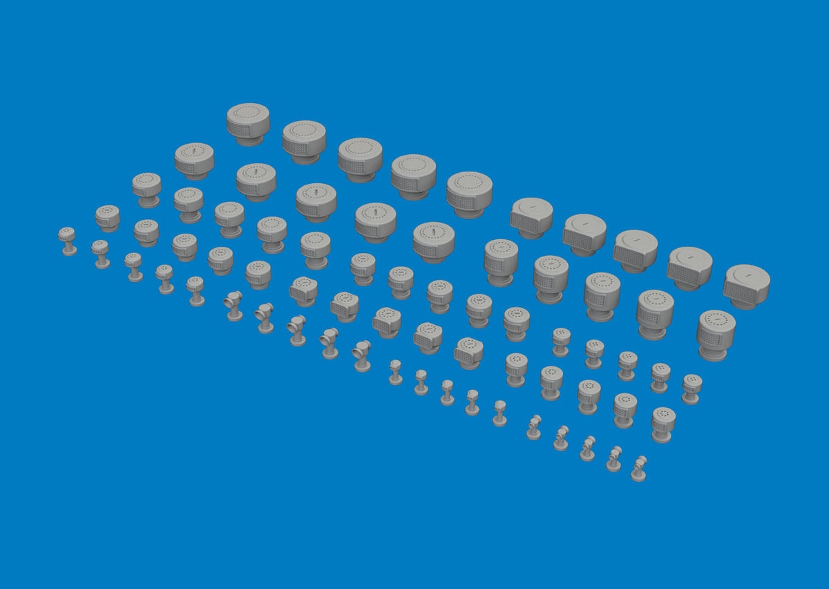 Photo of Eduard 653018 IJN air ventilators 1/350 scale 3D printed set