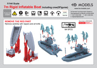 Photo of 7m Rigid Inflatable Boat with 5 crew figures 1:144 scale 3D printed resin model by HS Model HSM-U144001S