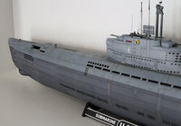Photo of German U-Boat Type XXI U-2540 submarine model kit in 1/72 scale with 3D printed details and photo-etched parts