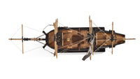 Photo of Amati First Step Pirate Ship 1:135 Scale Wooden Model Kit (A600.01) fully assembled.