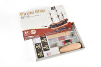 Photo of Amati First Step Pirate Ship 1:135 Scale Wooden Model Kit (A600.01) fully assembled.