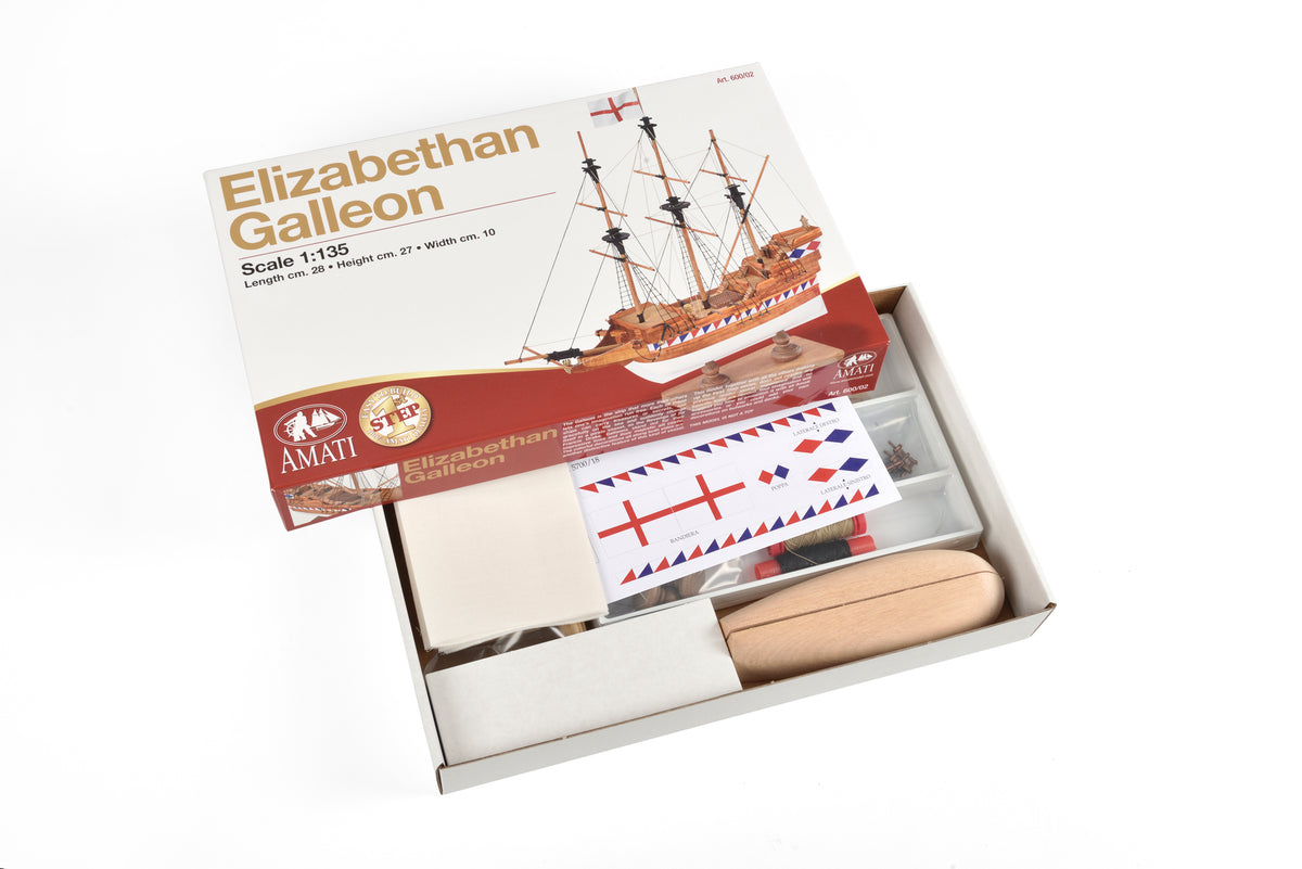 Photo of Amati Elizabethan Galleon First Step Wooden Ship Model Kit 1:135 (A600,02)