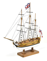 Photo of the Amati HMS Bounty First Step Model Kit in 1:135 scale, assembled wooden beginner ship model
